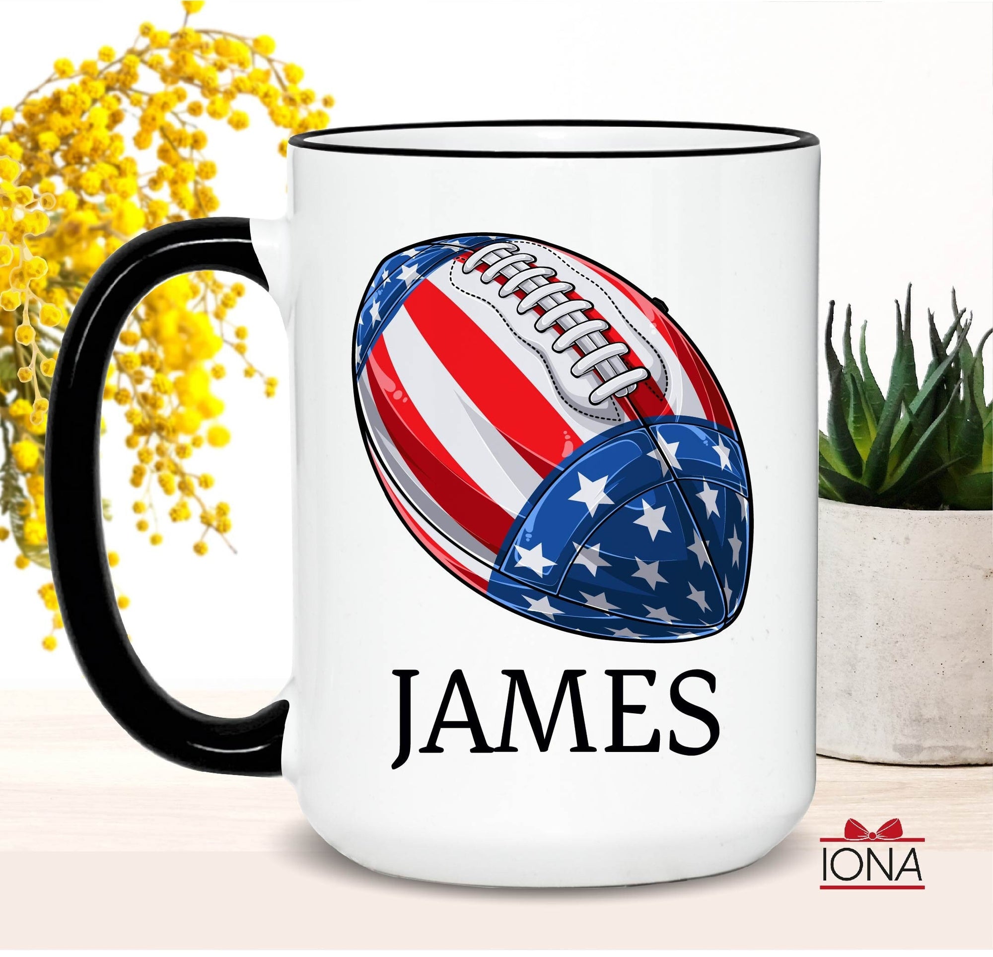 Personalized American Football Mug, American Footballer, Super Bowl, Rugby Gift for Him, Birthday Gift, Christmas Gift, Sports Gift Football