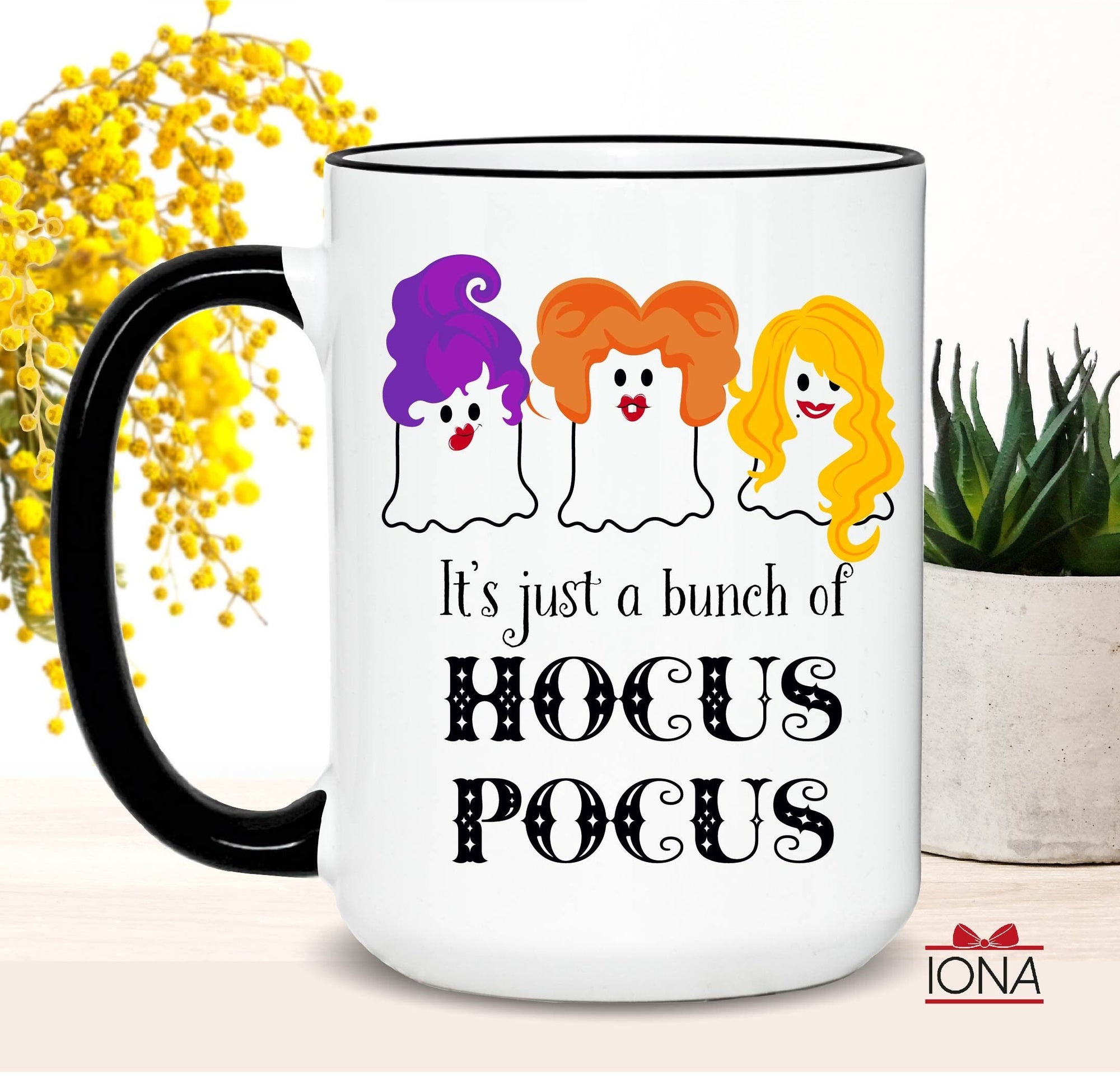 It's Just a Bunch of Hocus Pocus Coffee Mug, Funny Halloween Witchy Gothic Tea Novelty Cup, Sanderson Sisters ghosts, Fall Autumn Mug,Spooky