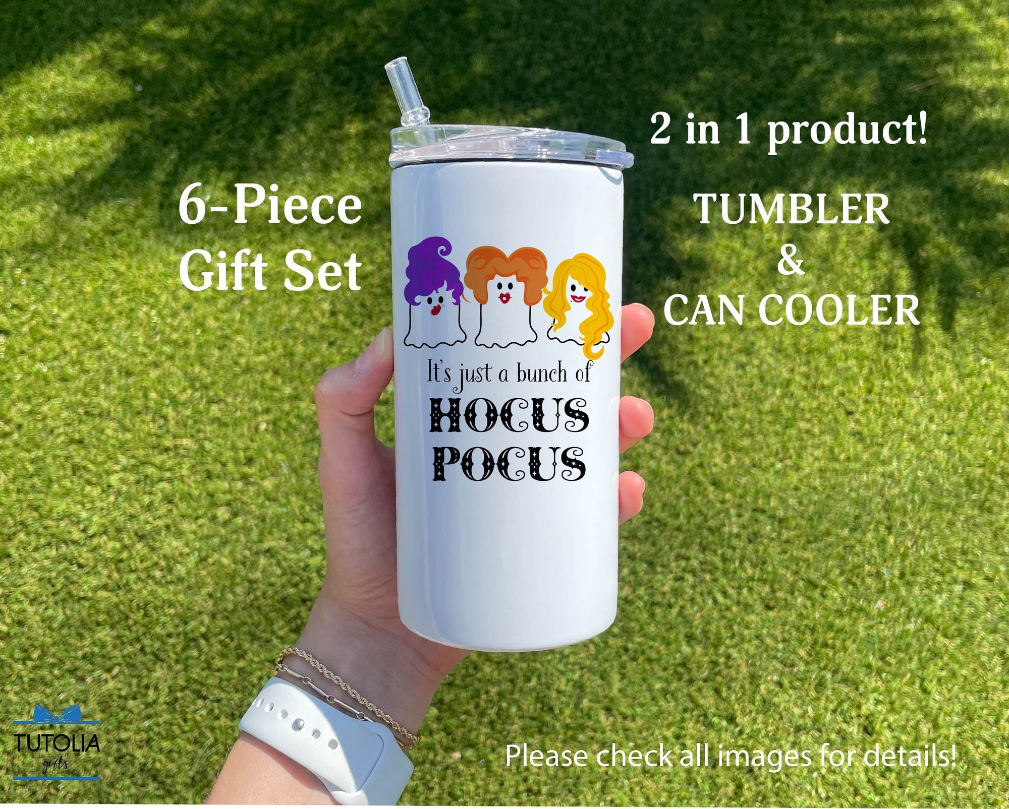 It's Just a Bunch of Hocus Pocus Tumbler, Funny Halloween Witchy Gothic 12 oz duozie, Sanderson Sisters ghosts, Fall Autumn Mug,Spooky