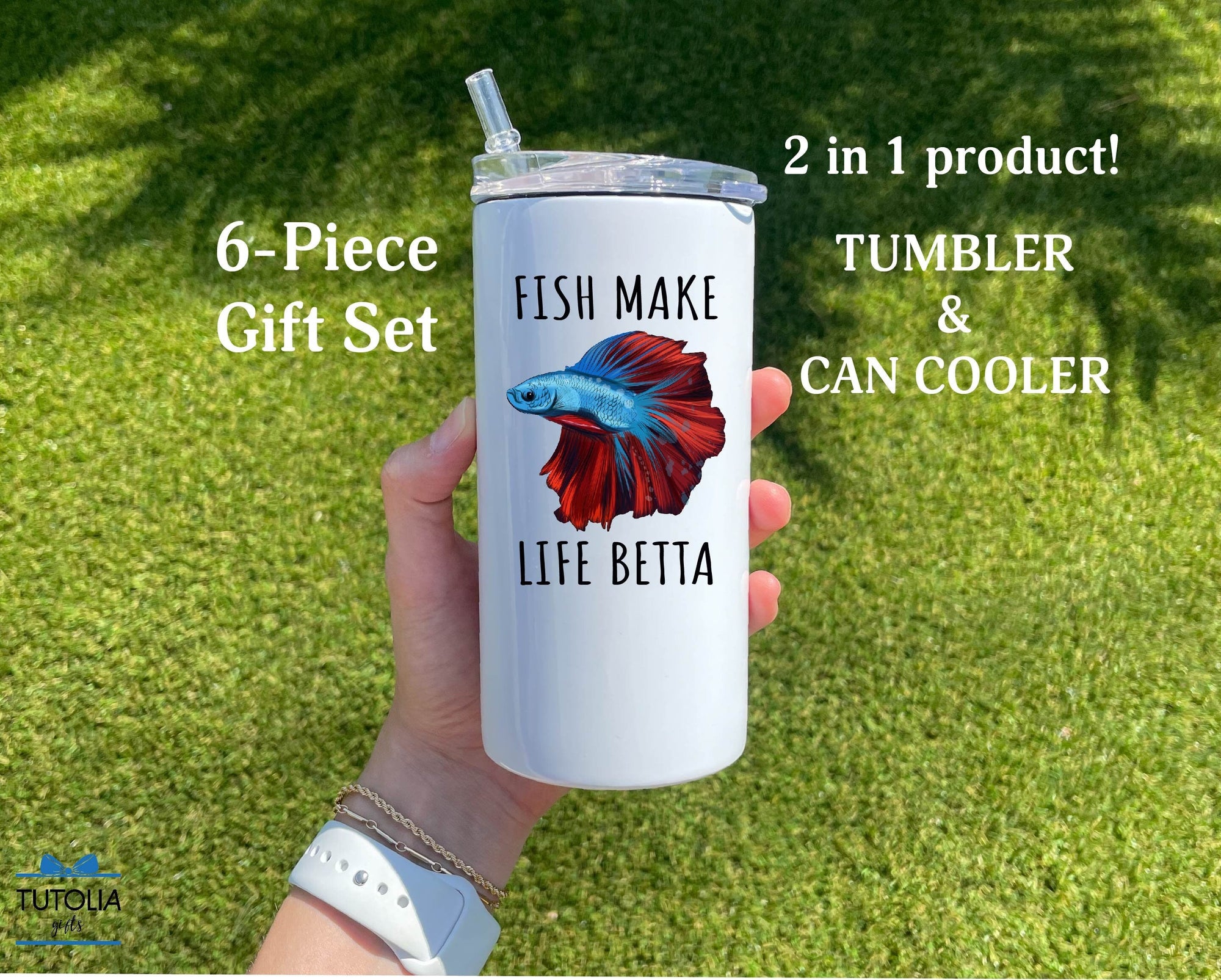 Betta Tumbler for Women & Girls, Betta Owner 12 oz duozie, Can Cooler Betta lover gifts, Funny Betta Fish Cup, Betta Mom Christmas Gift