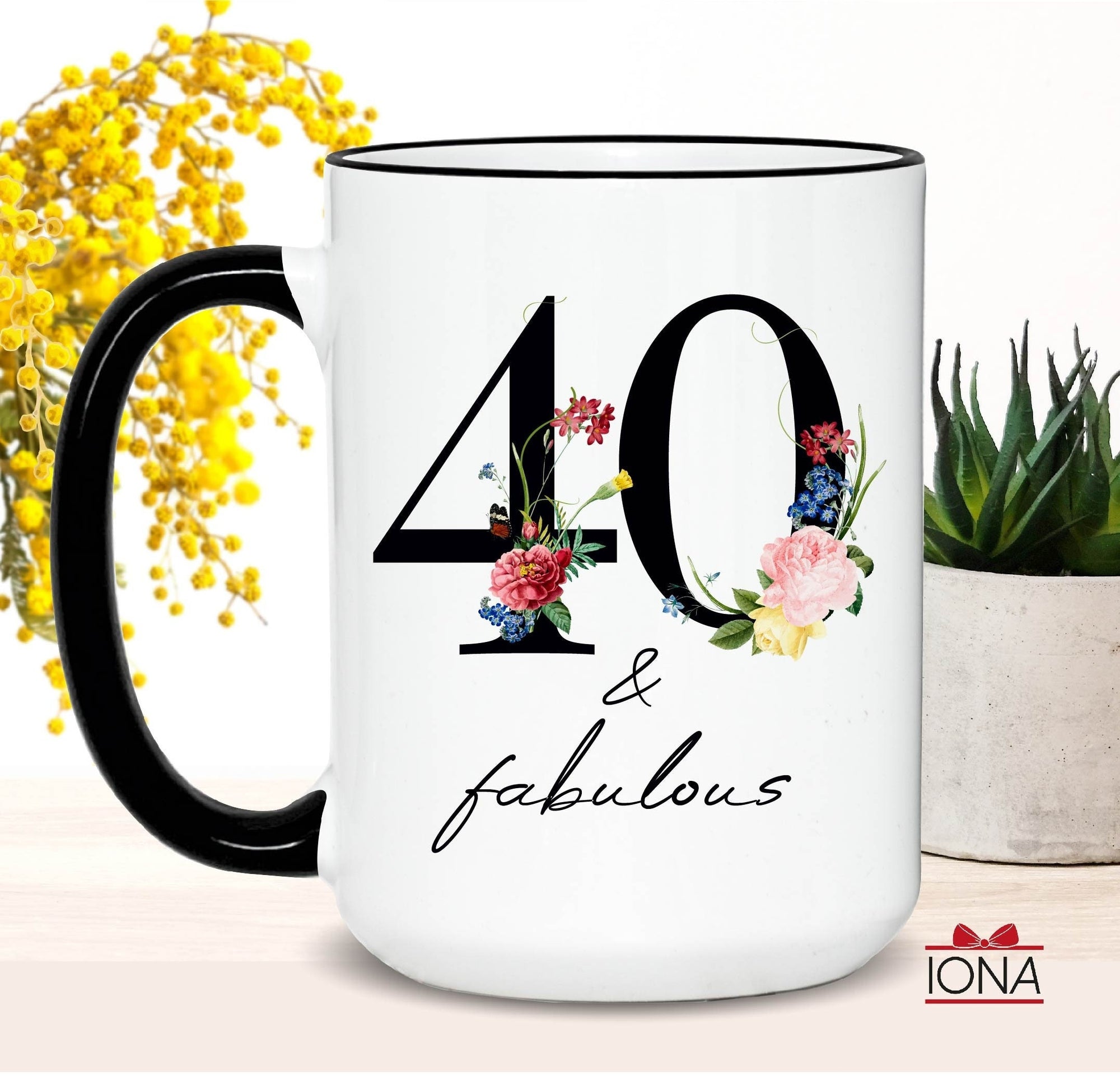 40th Birthday Gift, Floral 40th Birthday Coffee Mug, Born in 1982, forty and fabulous gifts for women birthday, Best Friends 40th Gift