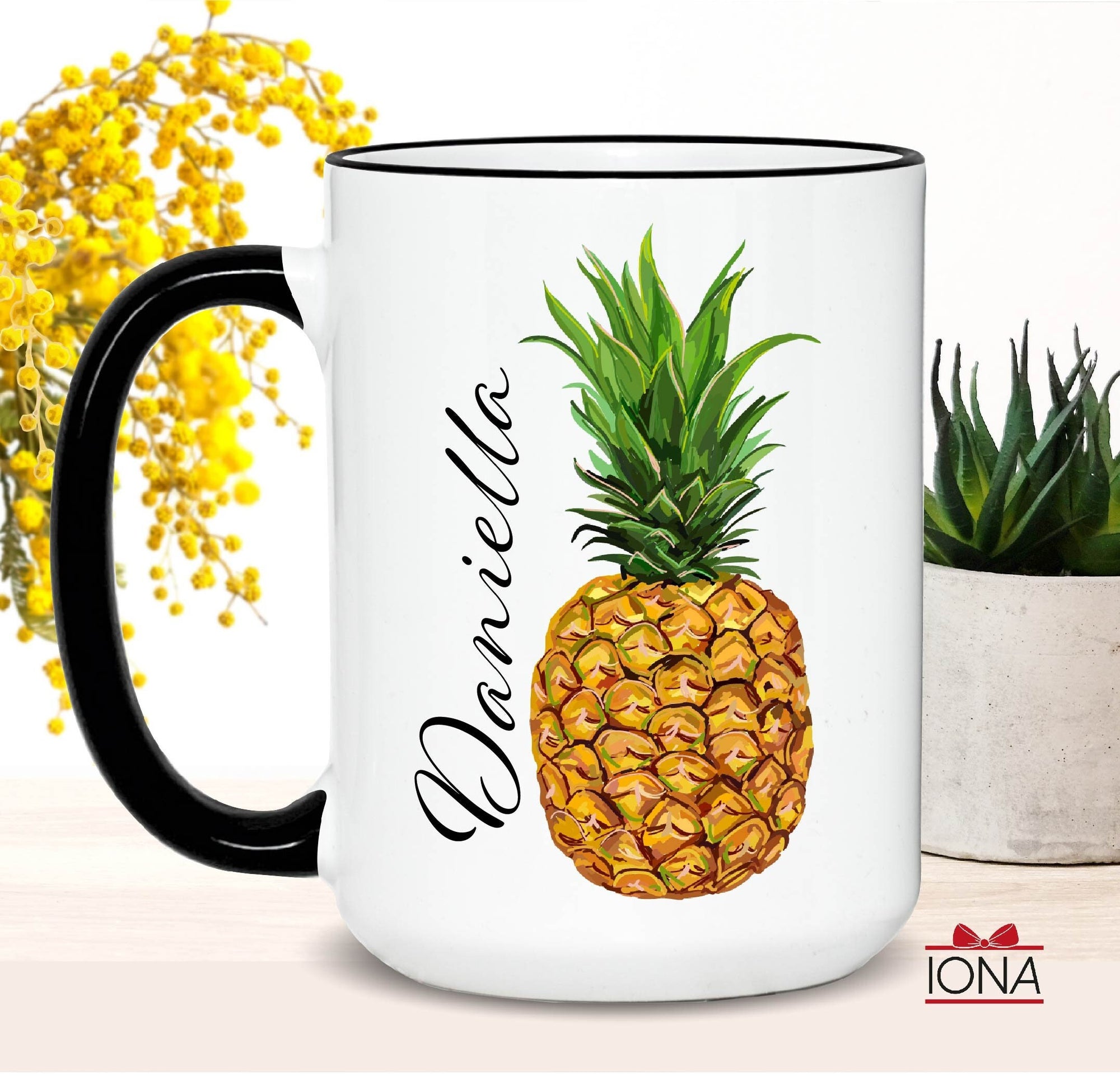 Pineapple Name Mug, Gift for Women, Custom Name Coffee Mug, Name Cup pineapple Design, Personalized Gift for Her, Mug With Name for Girls