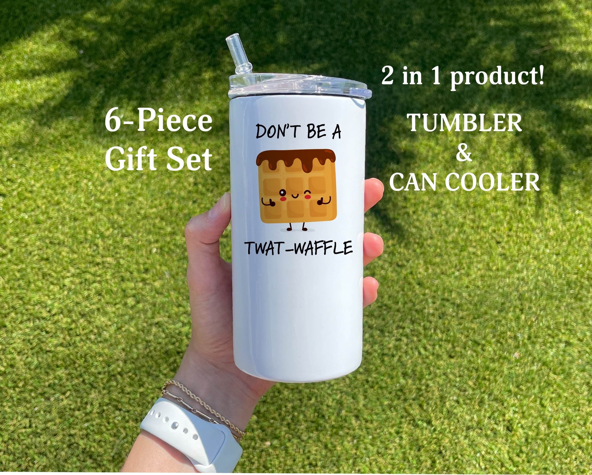Don't Be A Twat-Waffle Tumbler for Women & Girls, Funny 12 oz duozie, Can Cooler Sarcastic gifts,Funny Twatwaffle Cup, Funny Christmas Gift