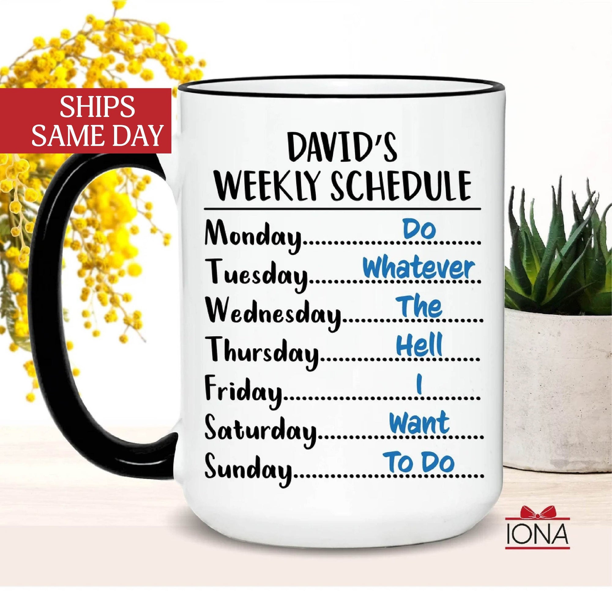 Retirement Gifts for Men - Weekly Schedule mug - Funny Retirement Gift for Men from Coworkers, Men Retirement Gifts, Happy Retirement Mug