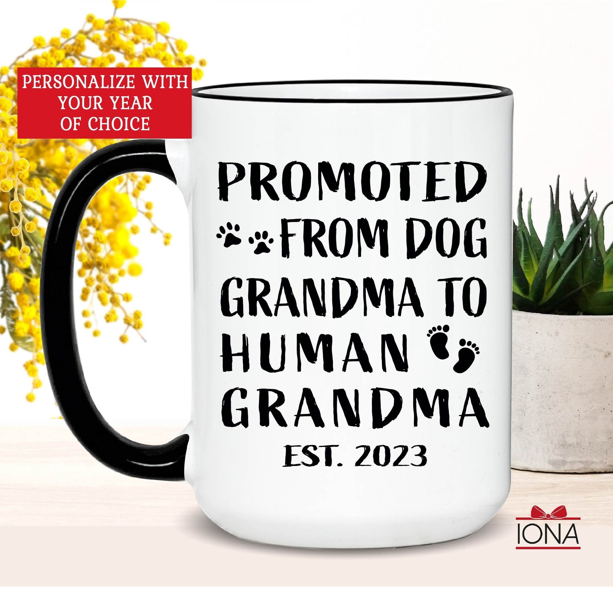 Pregnancy Announcement New Grandma Gift - New Grandma Promoted from Dog Grandma - New Grandma Coffee Mug - Promoted to Grandma Mug, New Baby