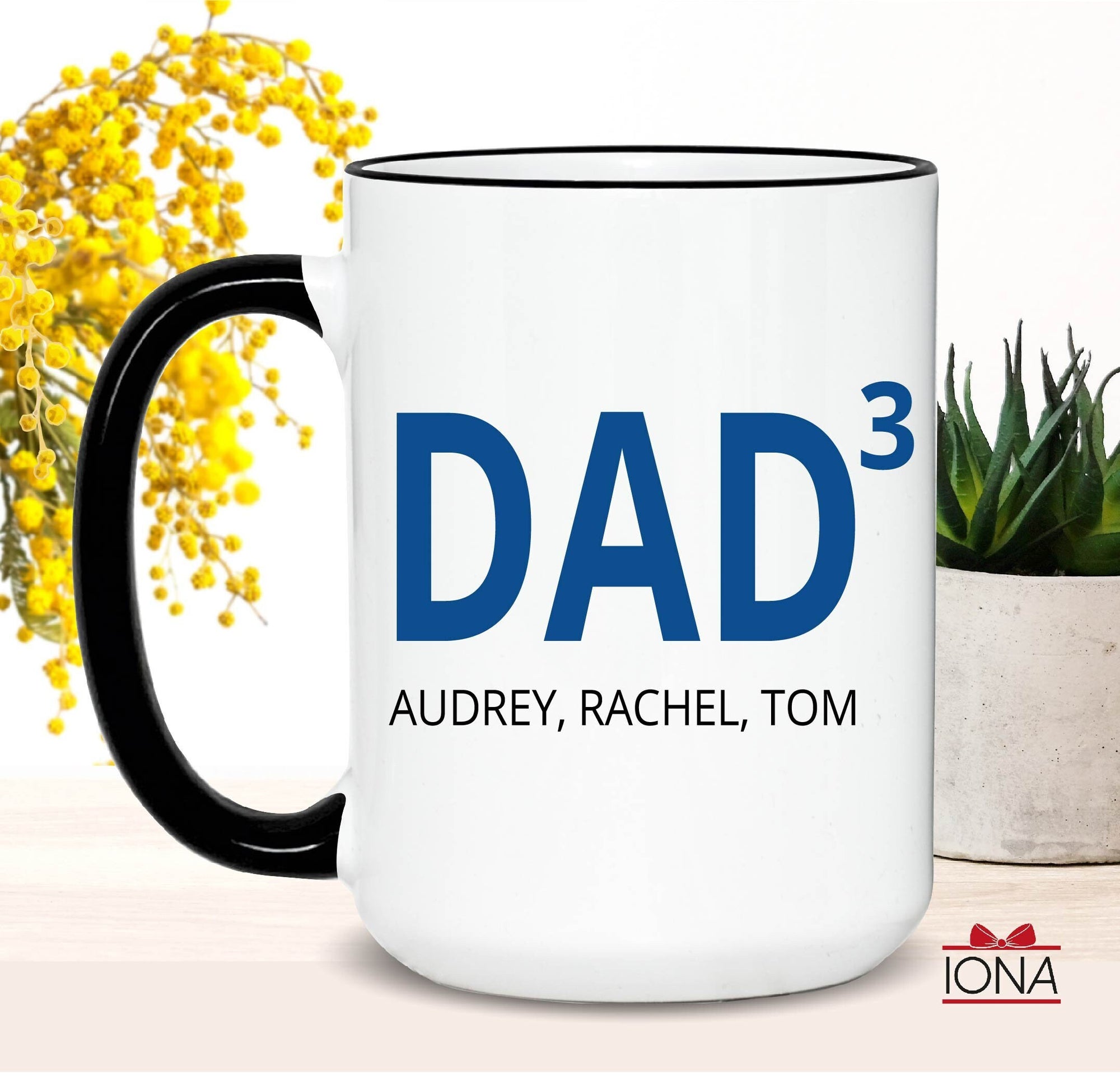 Personalized DAD Coffee Mug, Funny Custom Dad Of Three Mug, Father Of Three Gift, New Dad Gift, Father's Day Gift, Dad Of 3, Three Kids Gift