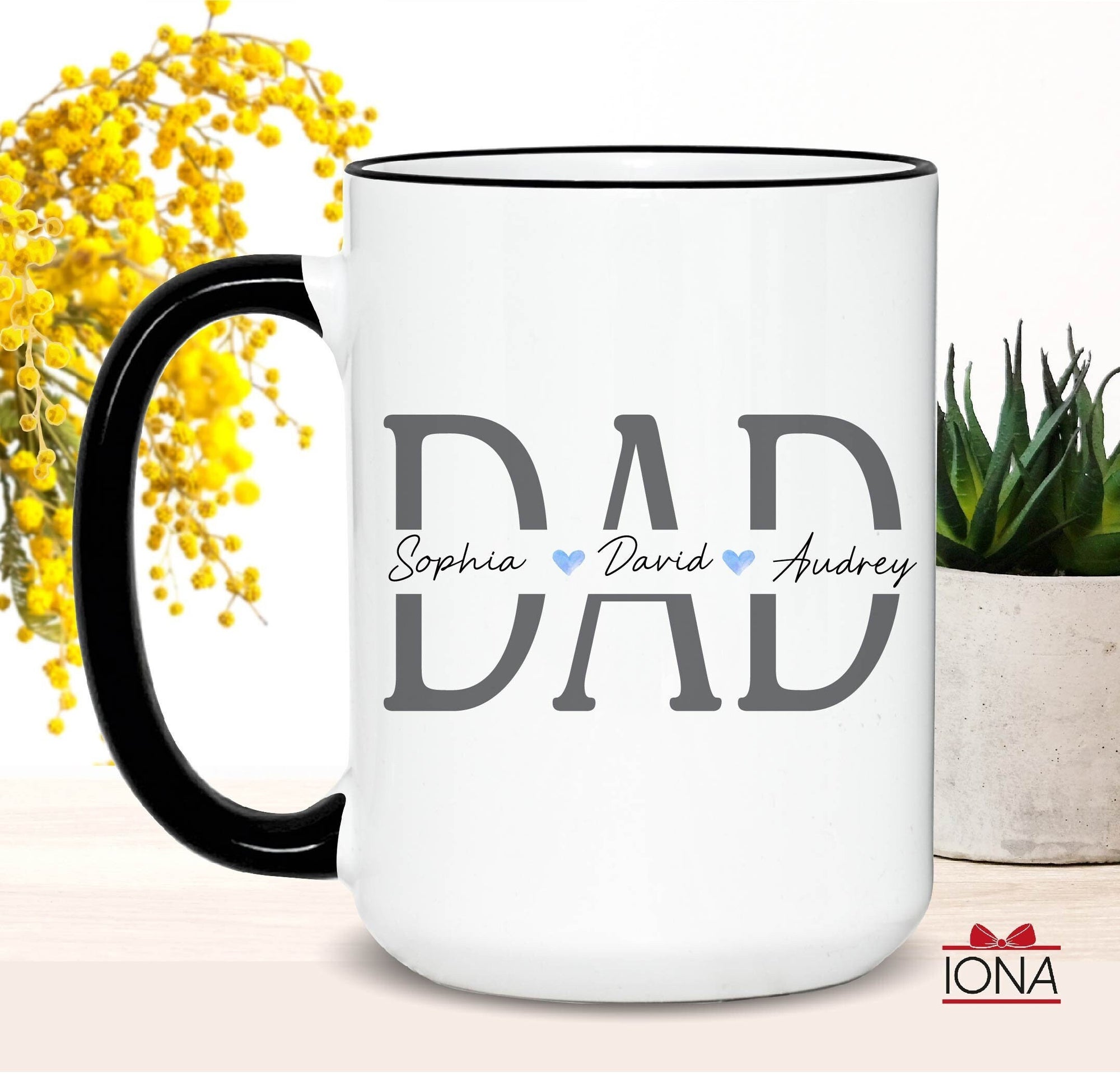 Personalized Dad Coffee Mug With Kids Names for Dad, Custom Father's Day Gift, Dad Birthday Gift from Daughter, Son, Coffee Mug for dad