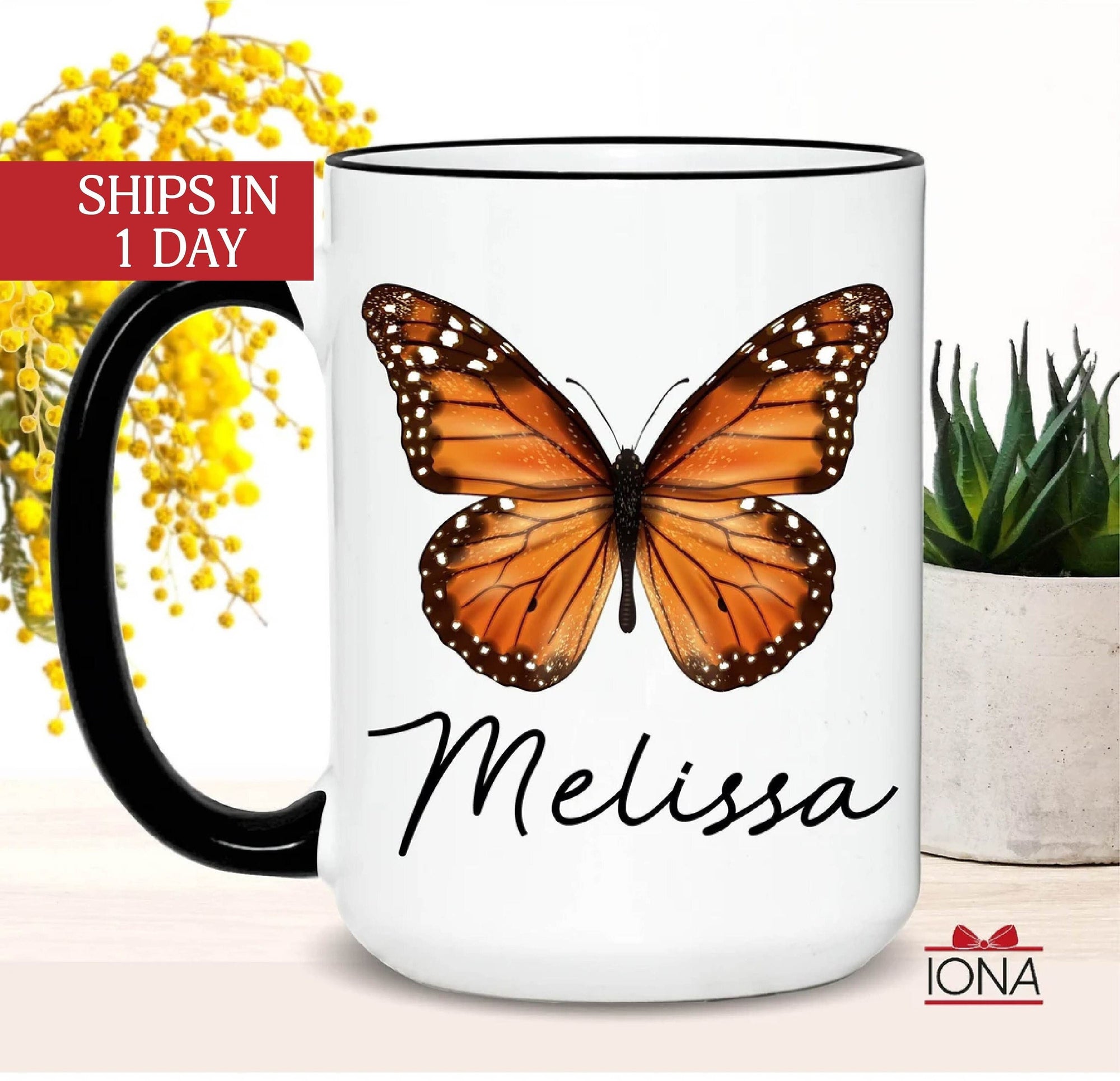 Butterfly Mug - Butterfly Gift for Women - Personalized Butterfly Coffee Cup - Custom Name Coffee Mug - Butterfly Lover Gifts, Butterflies