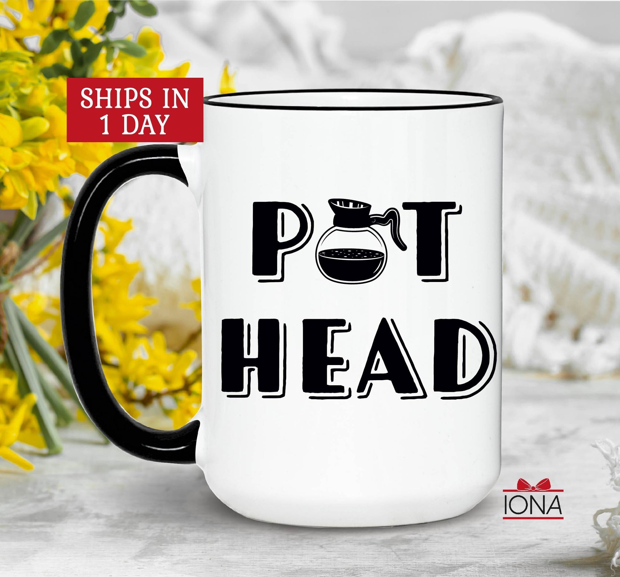 Pot head coffee mug, Morning Pot head Tea cup, Humor coffee lover gift ideas, Adult Christmas present, Funny Coffee Saying, Birthday Gifts