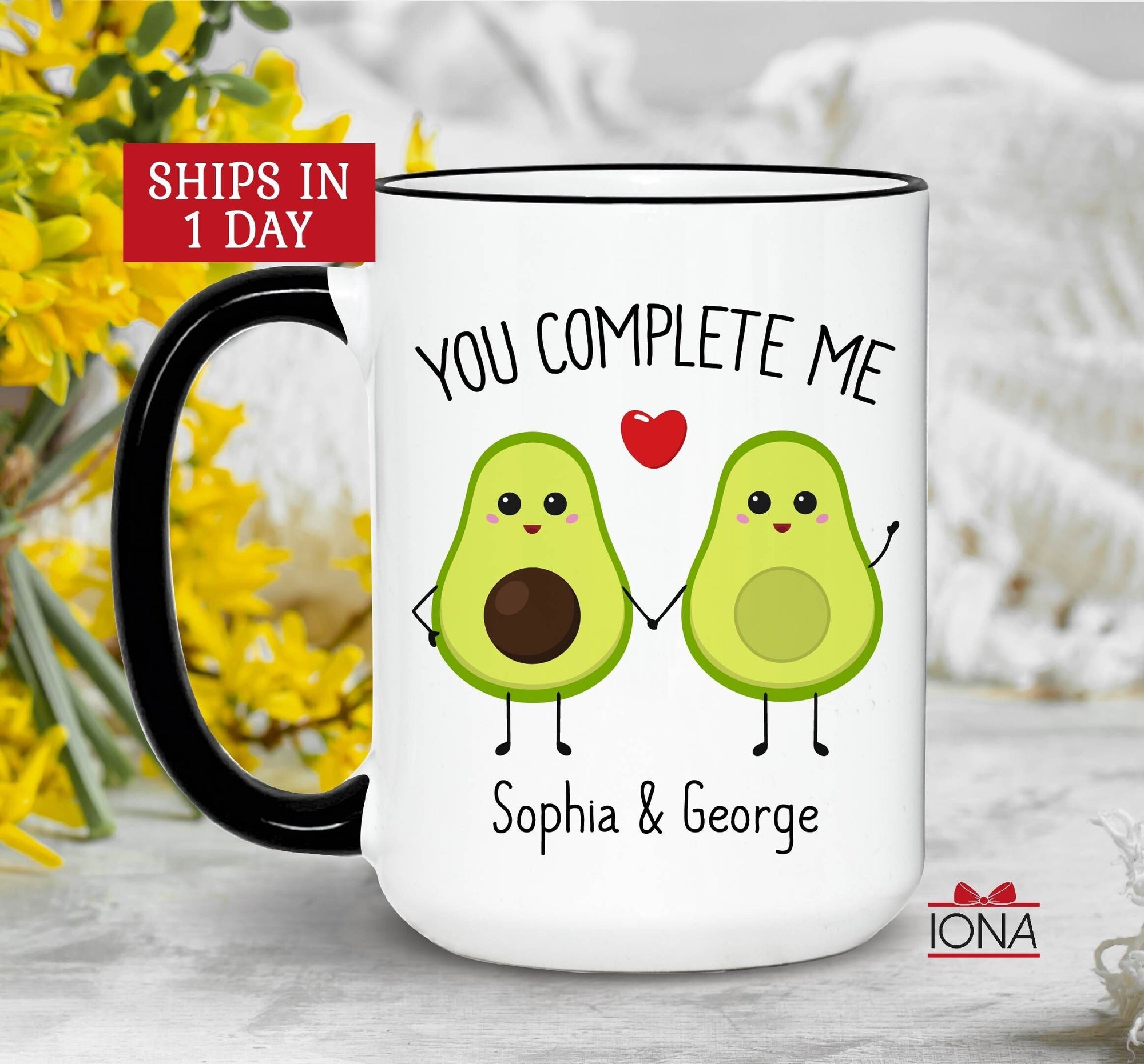 Personalized Valentines Day Couple Mug, Boyfriend Girlfriend Gifts, Romantic Gifts for Her, Custom Couple anniversary idea, You complete me