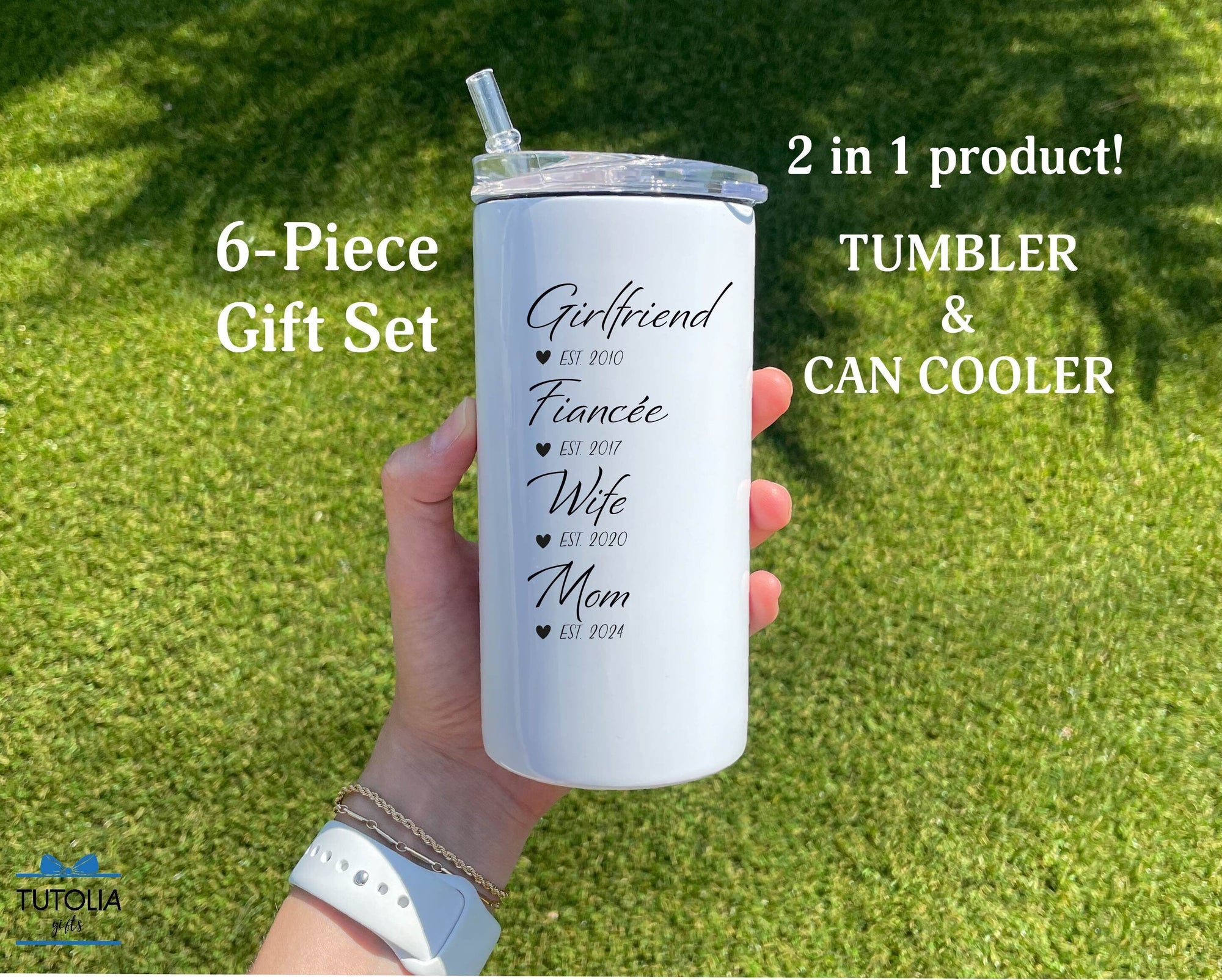 Personalized New Mom Gift Set, Custom Mom douzie, First Mother's Day Gift Can Cooler Tumbler, Cute Mommy Present, 12 oz tumbler for women