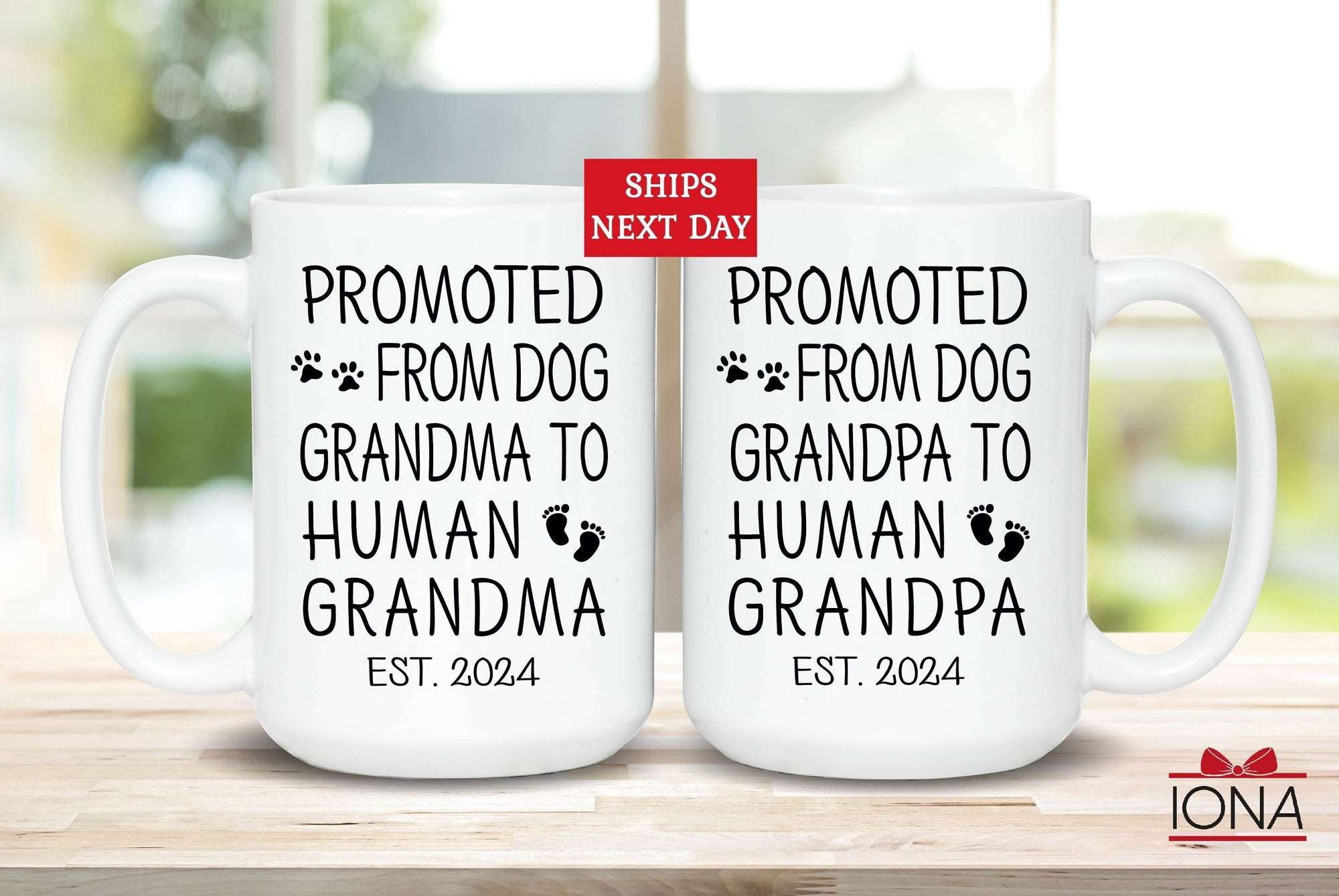 Grandparent Pregnancy Announcement Mug, New grandparents gift, Baby Reveal Mug, Promoted to Human from Cat Grandpa Grandma, First Grandchild
