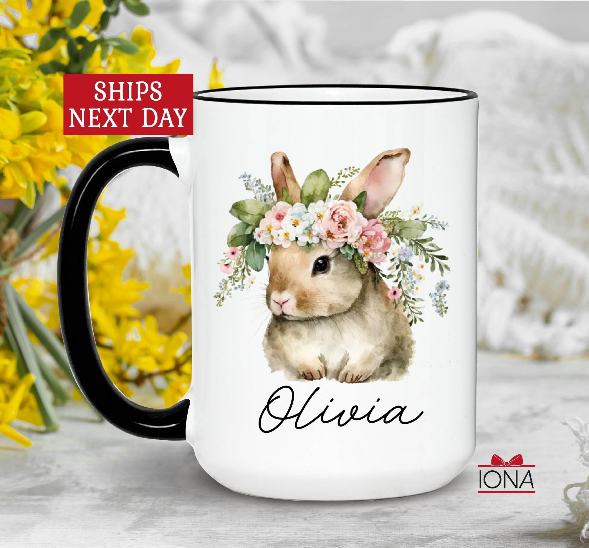 Personalized Bunny Coffee Mug, Easter Bunny, Easter Gift for Her, Easter Mug, Best Friend Gift, Bunny Lover, Gifts for Her, Bunny Rabbit Cup