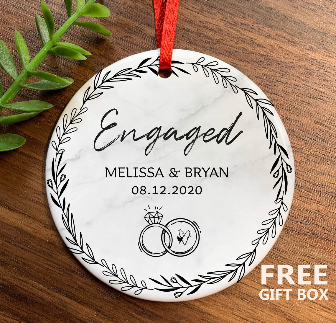 Personalized Engagement Ornament - Engagement Party Gift for Couple