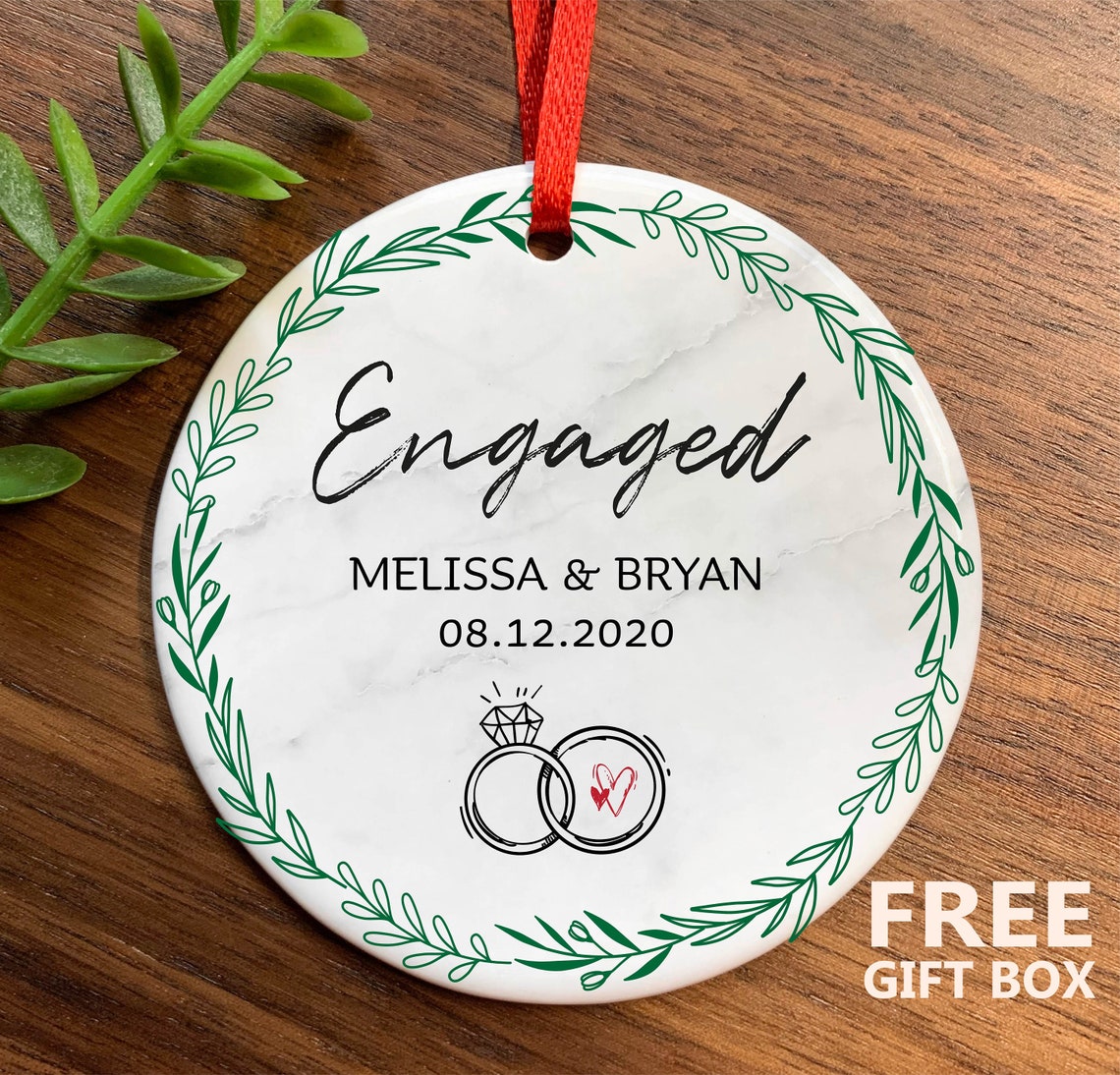 Personalized Engagement Ornament - Engagement Party Gift for Couple – Newly Engaged Gift