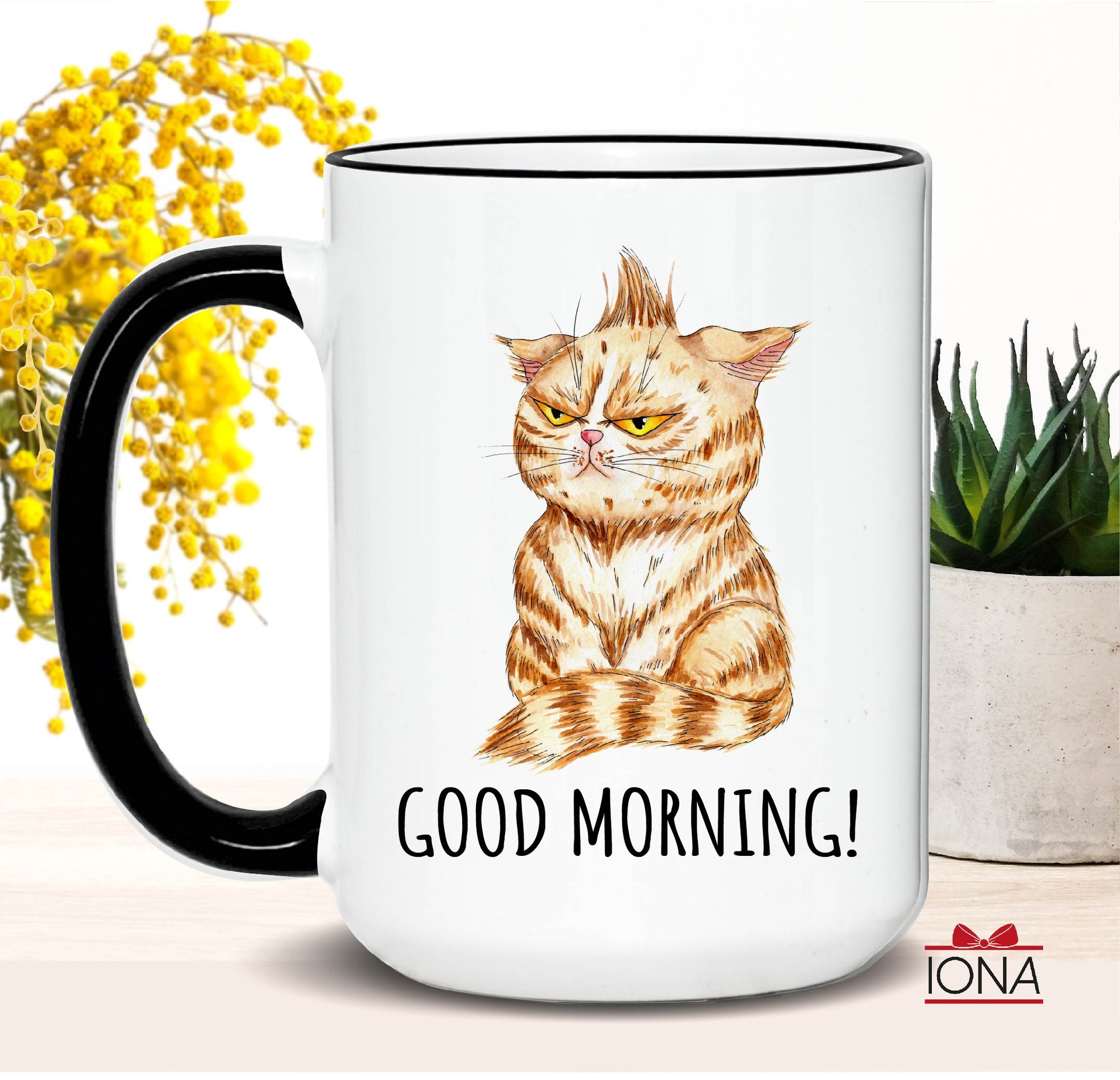 Funny Morning Cat Coffee Mug – Good Morning Coffee Mug – Cat Lover Gift – Morning Ceramic Tea Cup