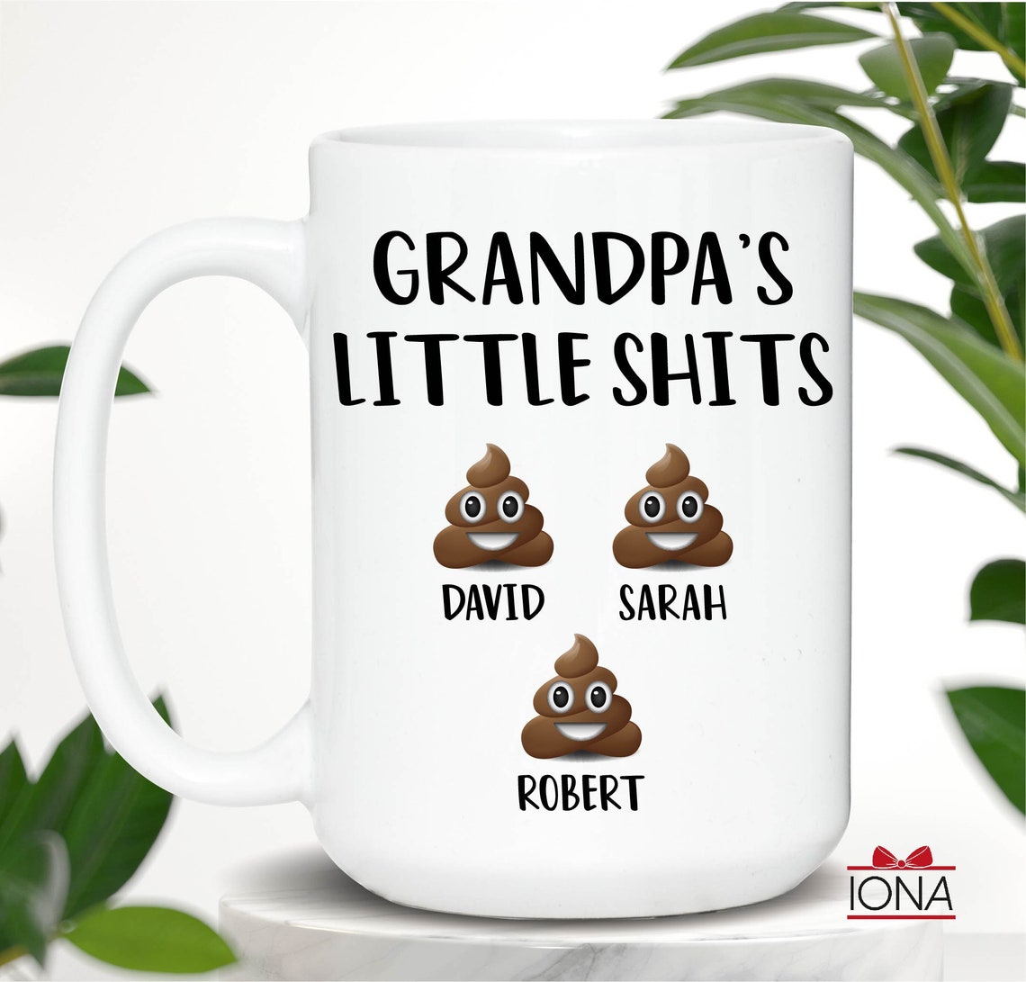 Personalized Grandpa’s Little Shits Coffee Mug – Funny Grandpa Tea Cup – Grandpa Gift from Grandkids