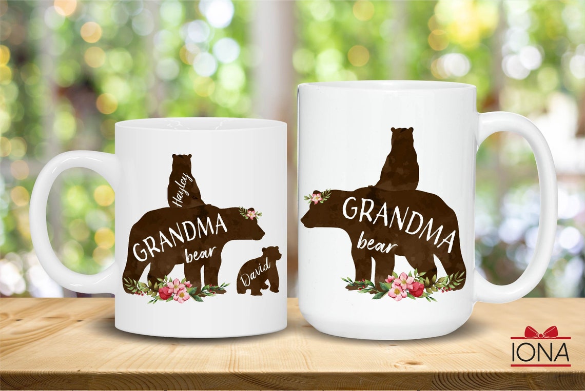 Grandma Bear Mug - Grandma Bear with Cubs Coffee Mug - Personalized Bear Family Mug - Custom Grandma Mug - Grandma Birthday Tea Cup