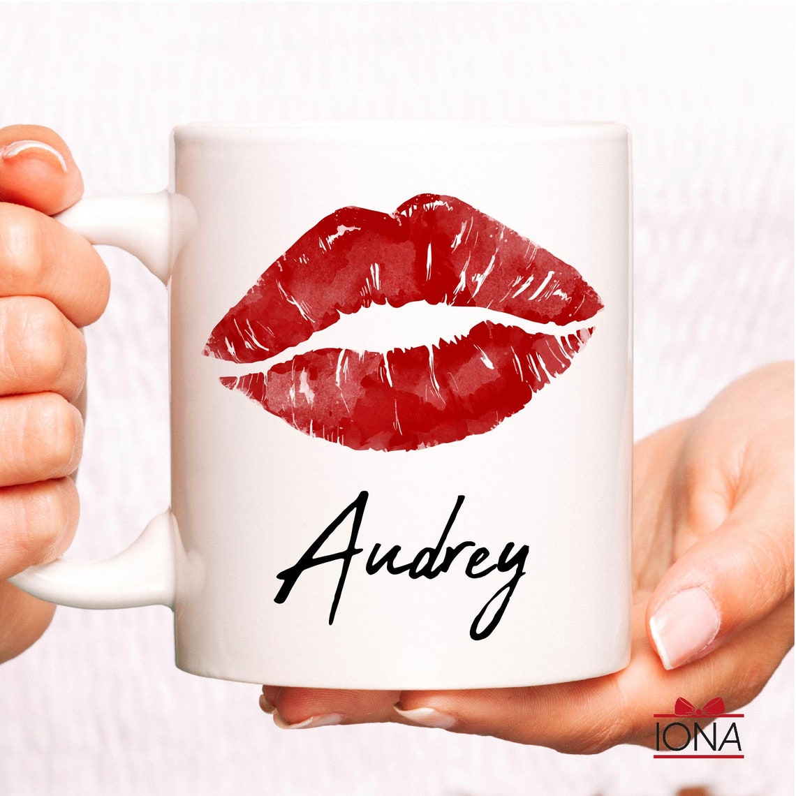 Personalized Red Lipstick Coffee Mug – Custom Funny Gift for Women – Lipstick Lover Gift – Tea Cup with Name