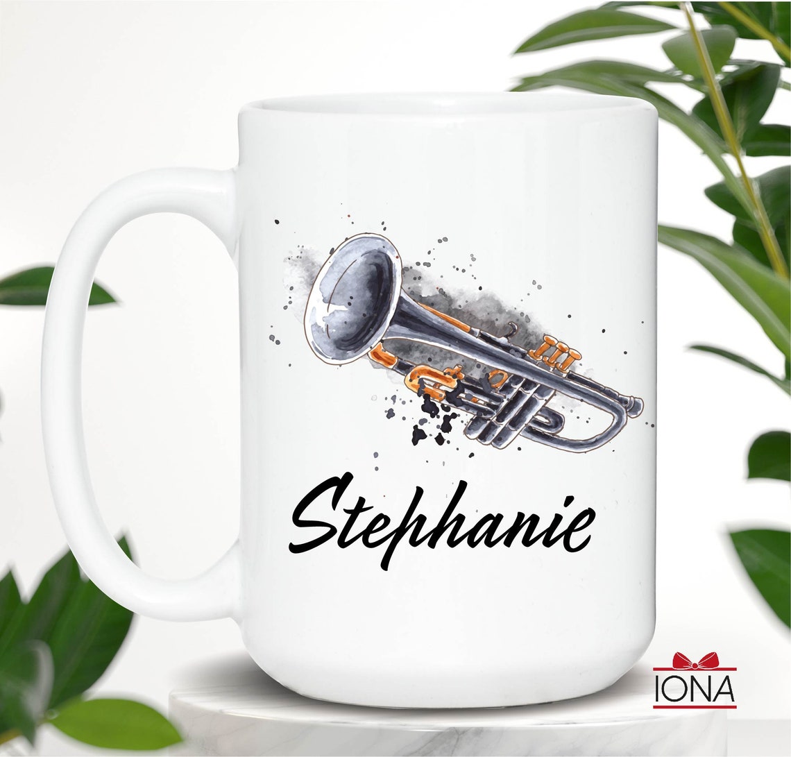 Personalized Trumpet Coffee Mug -Trumpet Player Tea Cup –Musician Teacher Gift – TrumpeterBirthday Gift