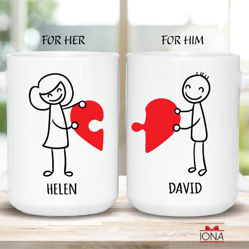 Personalized Couple Coffee Mug Set, Couple Gift for Valentine’s Day, Custom Girlfriend Gifts, Romantic Gifts for Boyfriend