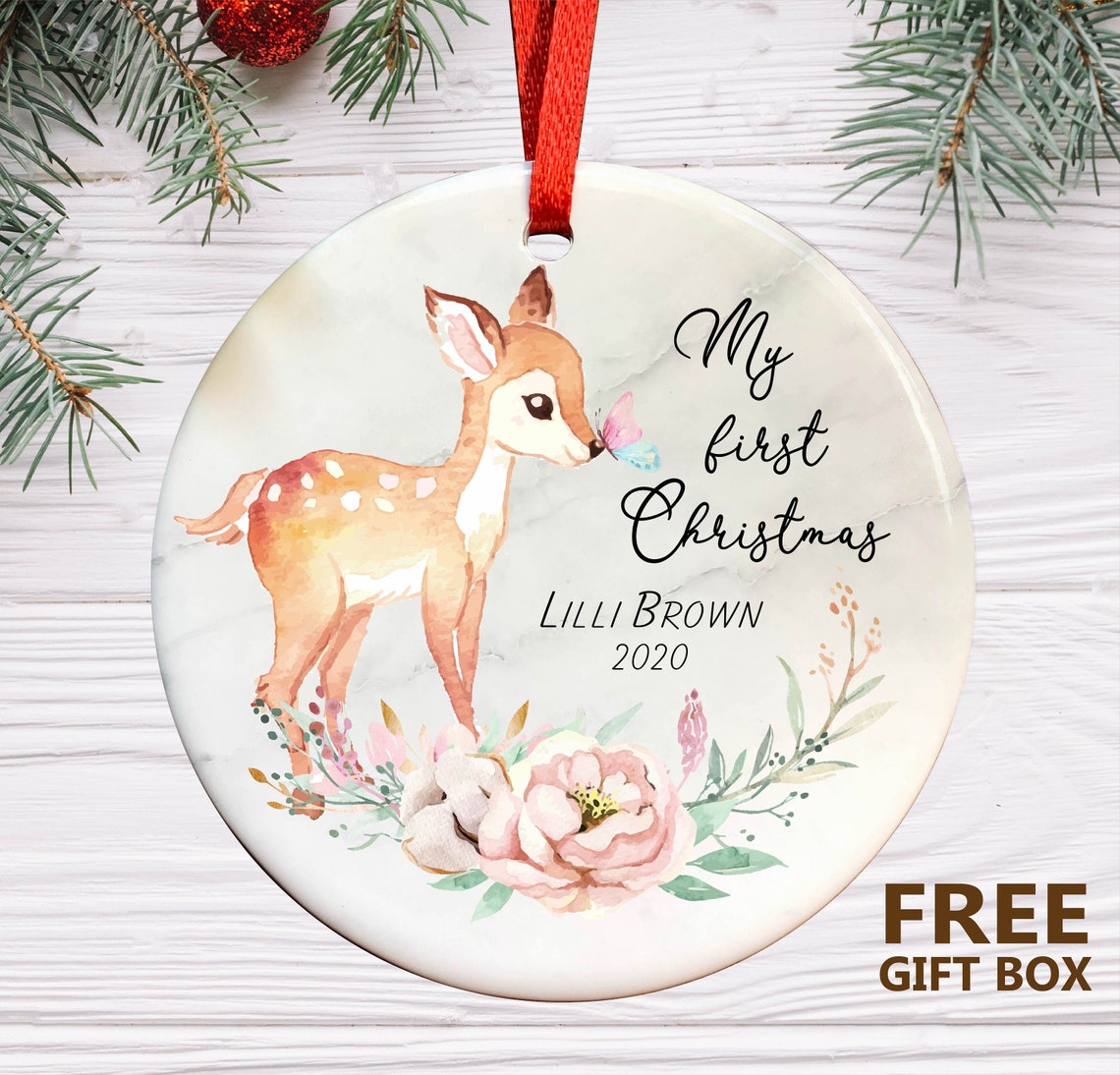 Personalized Baby's First Christmas Ornament - My first Christmas - Girl First Christmas