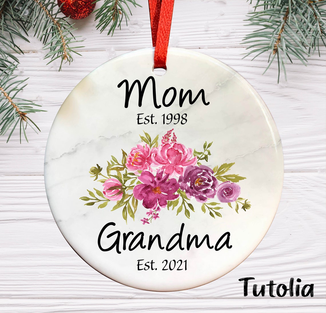 New Grandma Ornament - Mother's Day Grandma Pregnancy Announcement Ornament - Christmas Gift for Grandma