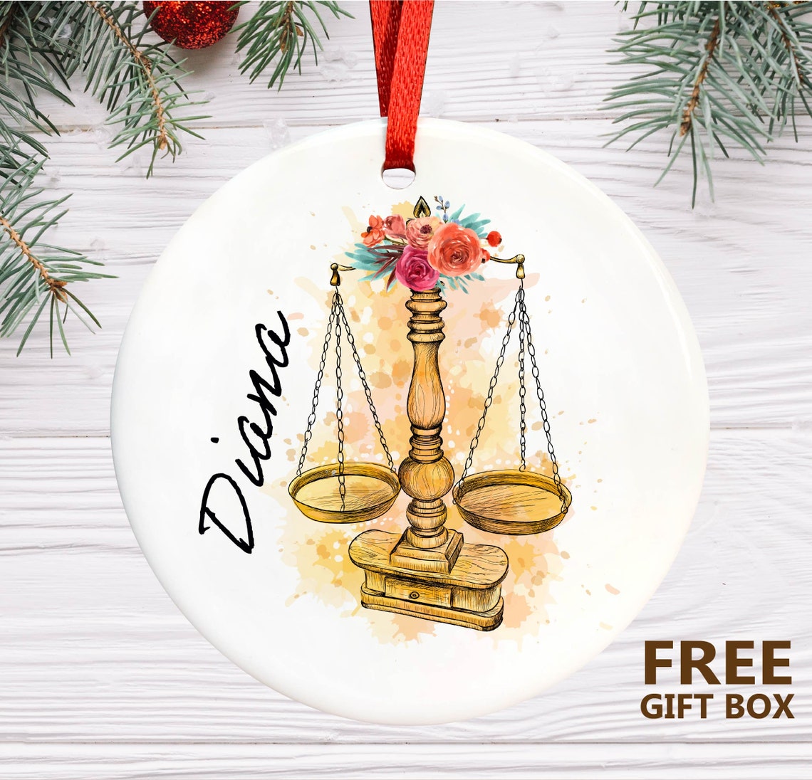 Personalized Lawyer Ceramic Ornament –Law Student Gift - Attorney Paralegal Ornament Gift